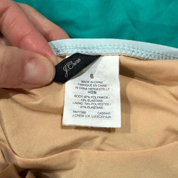 J. Crew belted color block One Piece Swimsuit - Light Blue and teal Green,size 6 - Picture 7 of 8